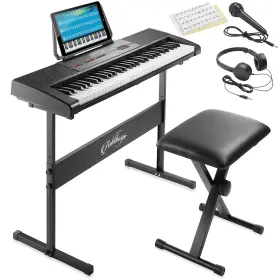 Ashthorpe 842364131040 61-key Digital Electronic Keyboard Piano Beginner Kit With Stand Bench Hea