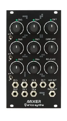 Erica Synths 751030821689 Drum Mixer Seven Input Eurorack Module With Vactrol Compressor And Assi