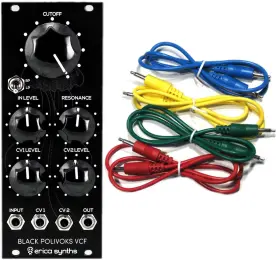 Blkpolivk2 Erica Synths Black Polivoks Vcf V2 Eurorack Synth Module With 4 Cables And Cloth