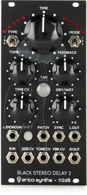 Delay2 Erica Synths Black Stereo Eurorack Module