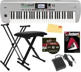 Korg 810037693539 I3 Music Workstation - Matte Silver With Adjustable Stand