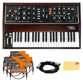 Min-moog-d-04-01-combo-std Moog Minimoog Model D Analog Synthesizer - Appalachian Cherry With Patch Cables