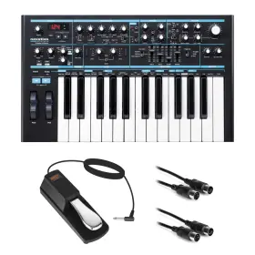 Novation 745150757847 Bass Station Ii Monophonic Synthesizer With Sustain Pedal And Midi Cable