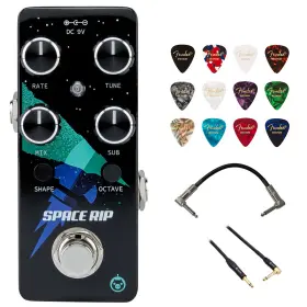 Pigtronix 810101255564 Space Rip Synth Pedal With Guitar Picks And Audio Cables