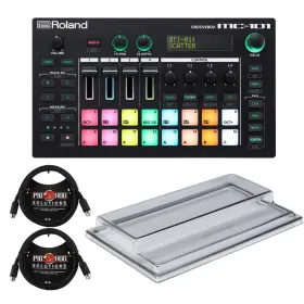 Rolmc-101k1 Roland Mc-101 Compact Portable 4-track Groovebox W Decksaver Cover N Midi Cables