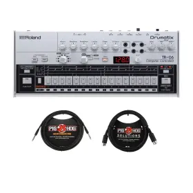 Roland Roltr-06k1 Boutique Compact Drum Machine Case Cables Bundle Silver Vintage