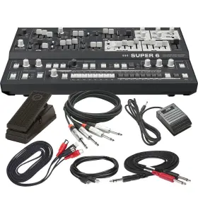 12-voice Udo Audio 060756260085 Super 6 Desktop Polyphonic Synthesizer- Black Cable Kit
