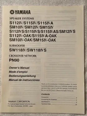 Sw218iv Yamaha S112iv Sm12iv Sw116v Sm15iv S215iv S115iv Sm10iv Owners Manual