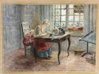 Maurice Leloir (french, 1853-1940) Women Feeding Cat Watercolor Signed Ll Used. Price: $2750.00.