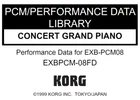 Korg EXB-PCM08 Concert Grand Piano Factory Preload Disk Triton PCM-08FD New. Price: $15.00.