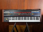 Roland JUNO-6 Polyphonic Analog Synthesizer W/ Case JU6 60 106 Used. Price: $1950.00.